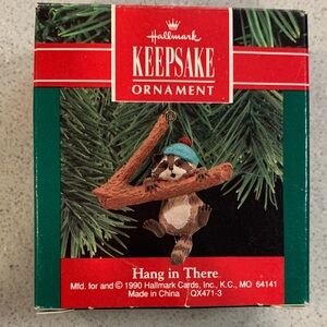 Hallmark Keepsake - Hang in There Ornament - Raccoon with Blue Hat